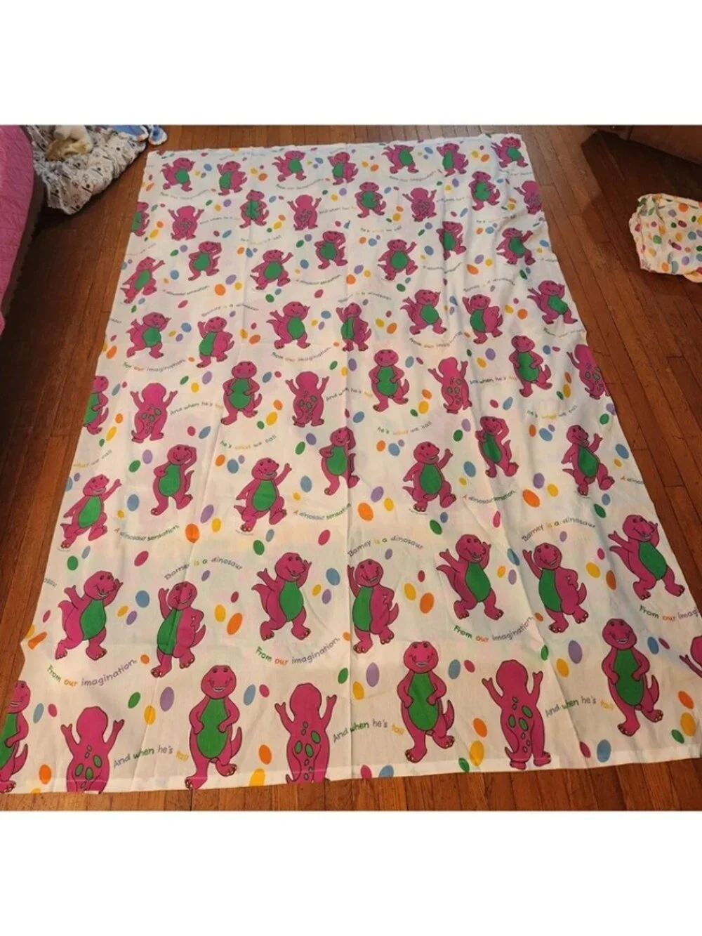 Barney Purple Dinosaur 1992 Twin Size Complete Bedset